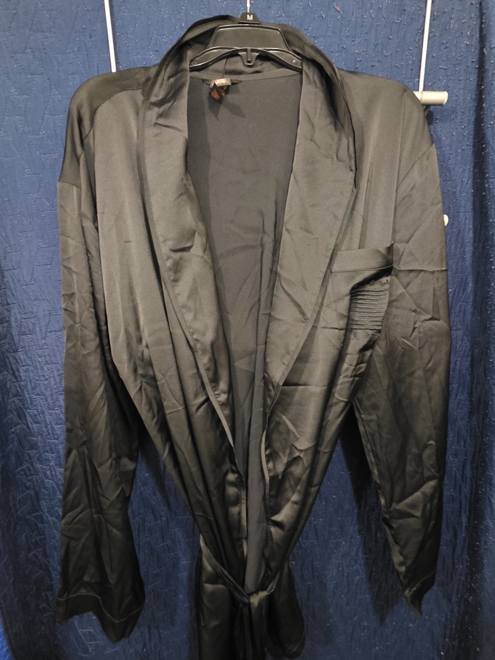 Savage X Fenty Black Satin-Trim Robe Jacket
